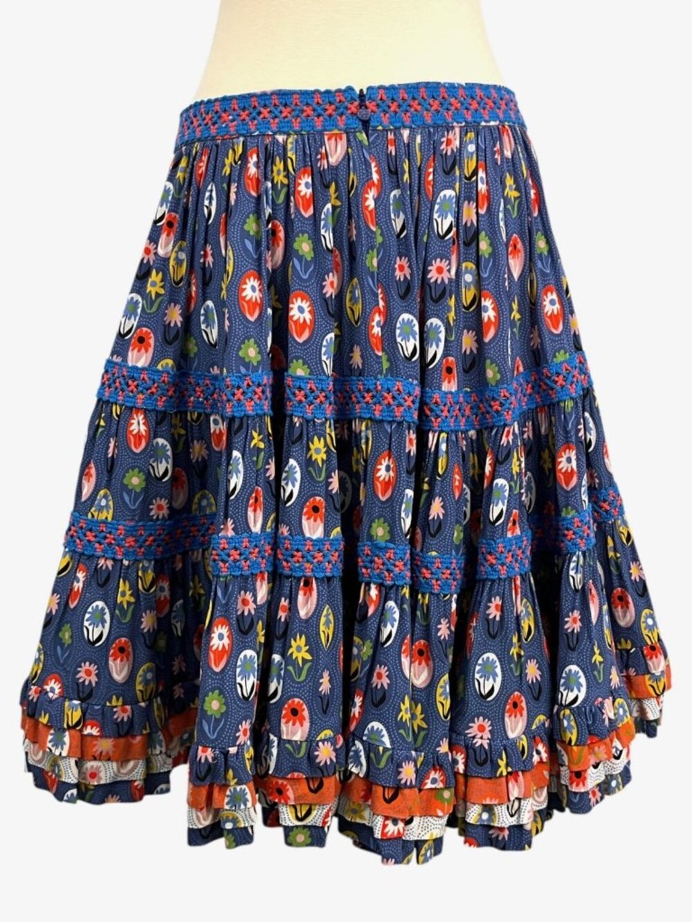 Celia B Skirt Womens Medium Multicolor Floral Tiered Ruffle Peasant Mini HEAVY - Picture 3 of 10